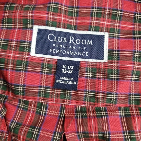 Club Room Regular Fit Red Plaid Button Down Shirt - Picture 4 of 8